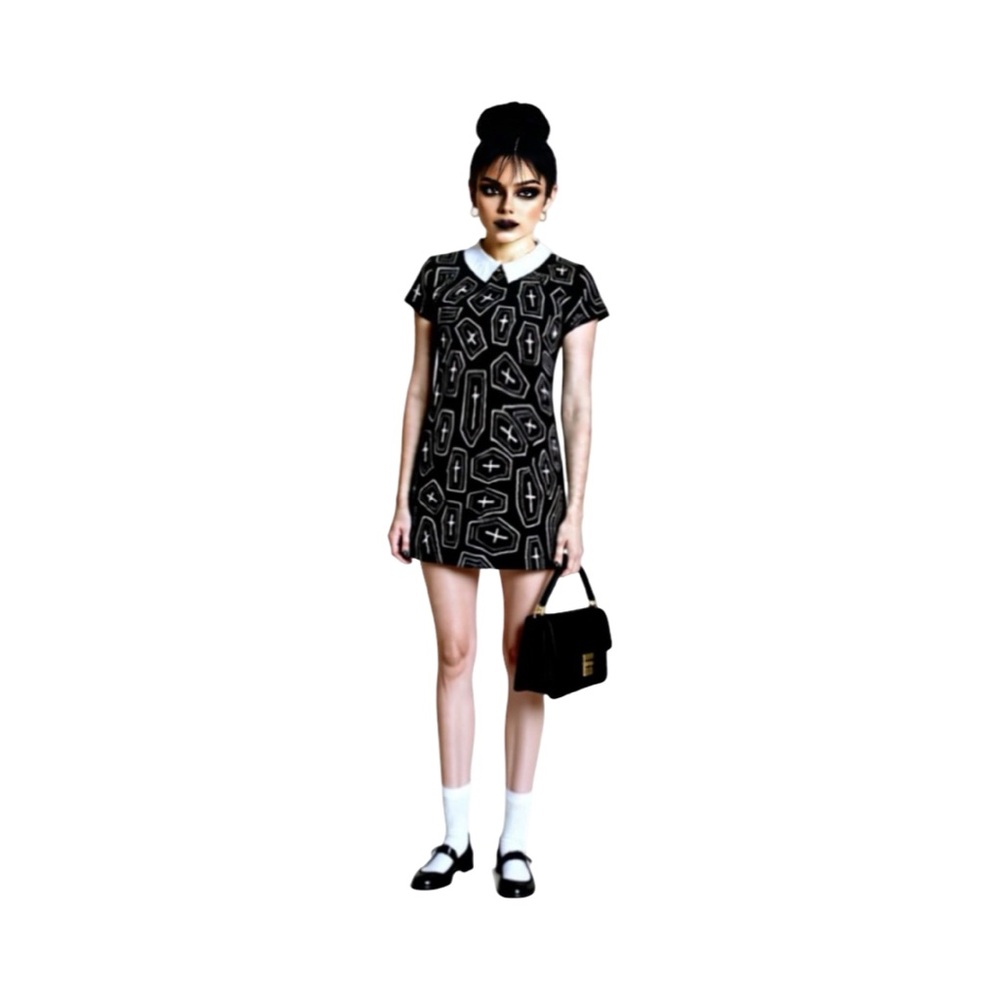 Folter “Wednesday” Coffin Print Dress – Sizes S (NWT)